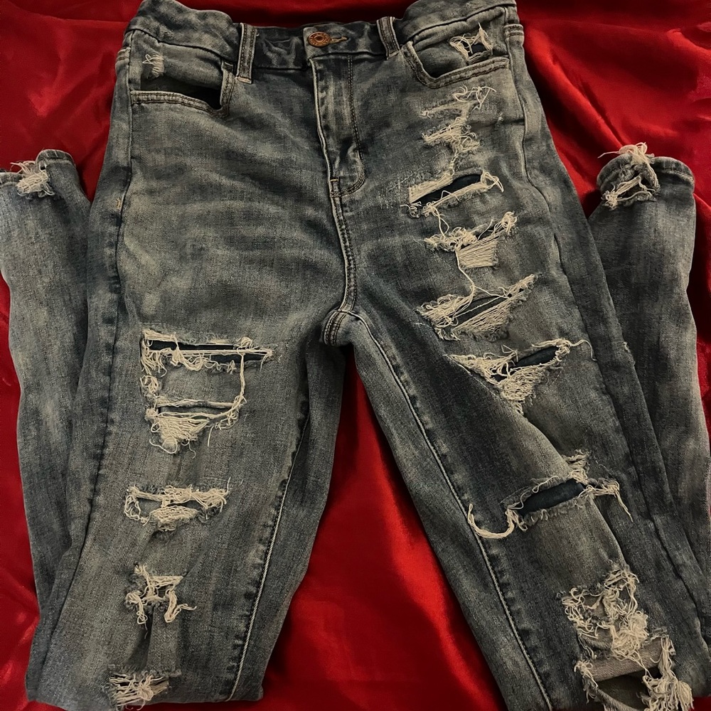 Girls 8 Long Ripped Skinny Jeans American Eagle